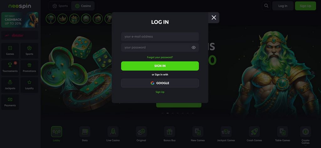 Neospin Casino site
